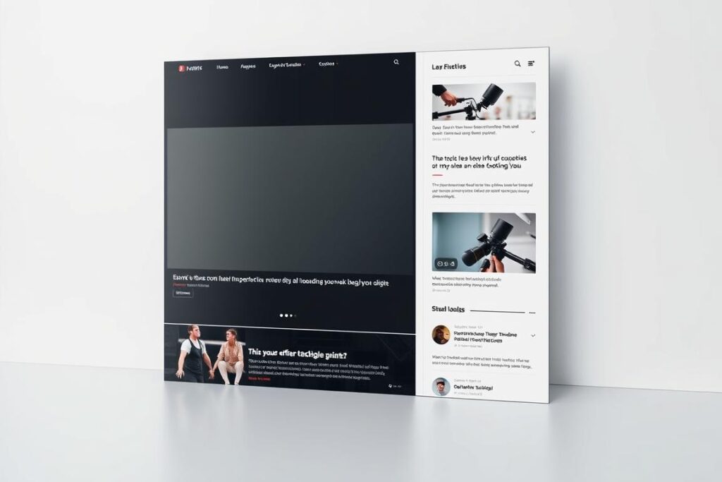 A modern, clean, and minimalist digital content platform with a focus on a sleek and user-friendly interface. The platform features a central stage with a large hero image or video, surrounded by neatly organized sections showcasing various content types such as articles, podcasts, and social media feeds. The layout is balanced, with ample white space and a sophisticated color palette of warm neutrals and subtle accents. The overall atmosphere conveys a sense of professionalism, authority, and a dedication to high-quality digital content. A modern, clean, and minimalist digital content platform with a focus on a sleek and user-friendly interface. The platform features a central stage with a large hero image or video, surrounded by neatly organized sections showcasing various content types such as articles, podcasts, and social media feeds. The layout is balanced, with ample white space and a sophisticated color palette of warm neutrals and subtle accents. The overall atmosphere conveys a sense of professionalism, authority, and a dedication to high-quality digital content.